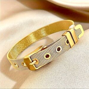 NEW Unique Gold Adjustable Belt Bracelet